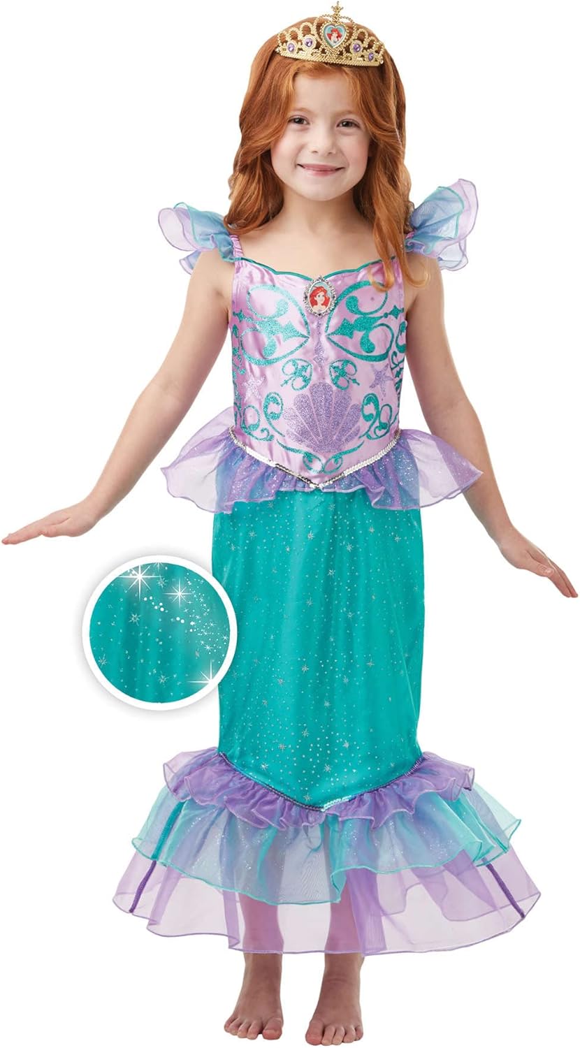 Rubie's offizielles Disney-Kostum, Prinzessin Ariel, Meerjungfrau, Glitzer, Mädchen-Kostüm