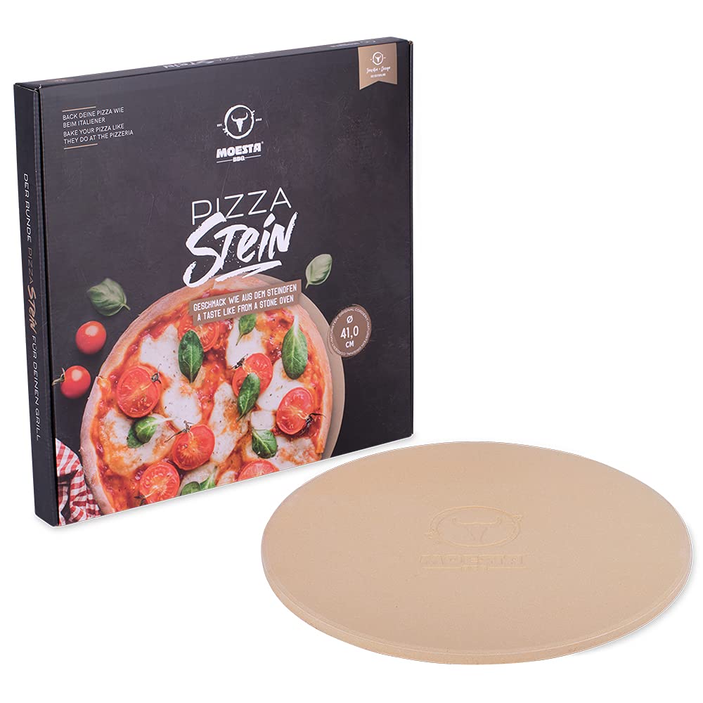 MOESTA-BBQ 10374 Pizzastein No. 1 - Rund 41cm Durchmesser - Cordierit Naturstein - Italienischer Gen