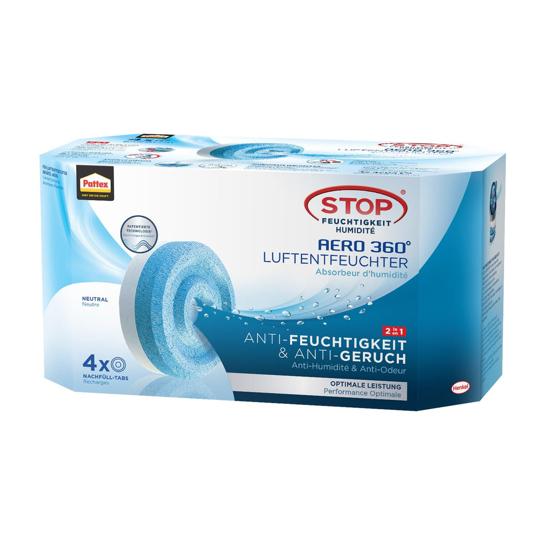 Pattex AERO 360° Neutral Tabs Nachfüllpack, reduzieren Feuchtigkeit und schlechte Gerüche, Nachfüllt