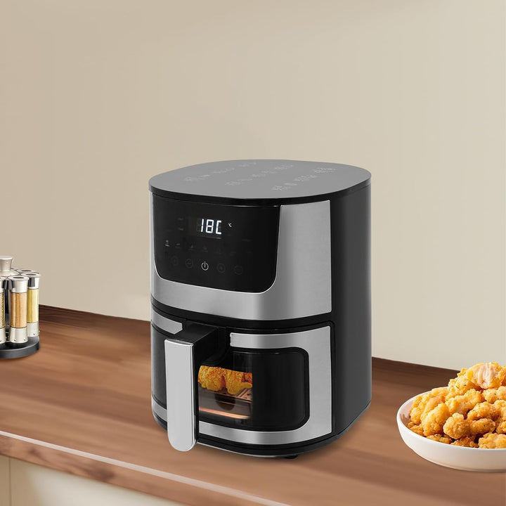 Heissluftfritteuse, Airfryer Gross mit Temperaturregelung 80-200 °C, Einstellbare Zeit 0–60 min, Aut