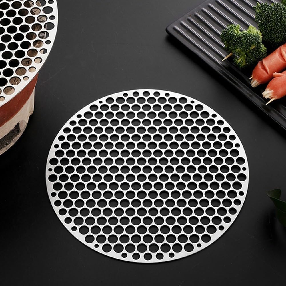 Runder Edelstahl-Grillrost, rundes Grillnetz, Drahtgeflecht, Gestell für Outdoor-Camping, Kochgeschi