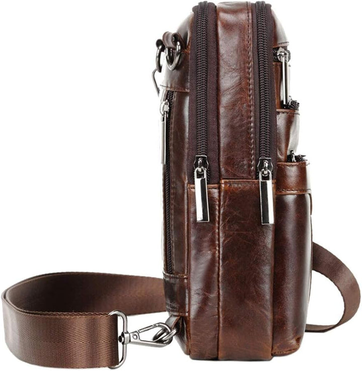 Xieben Umhängetasche aus Leder Schulter Crossbody Reisetasche für Herren Frauen 