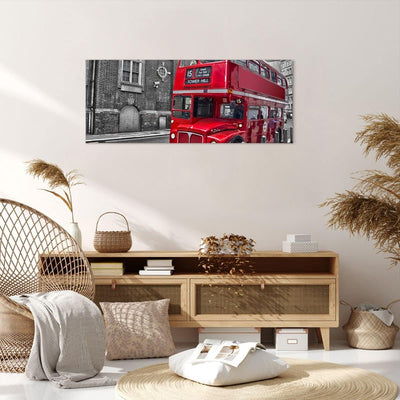 Wandbilder Dekoration Wohnzimmer Bus Denkmal London Geschichte Panorama Bilder auf Leinwand 120x50cm