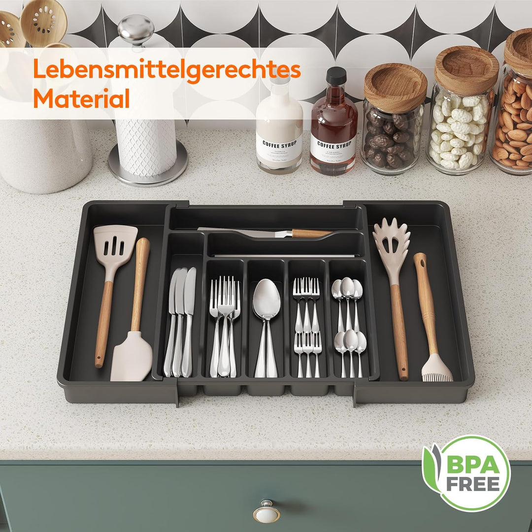 Lifewit Besteckkasten für Schubladen, erweiterbarer Besteckeinsatz für Küchenschubladen, Verstellbar