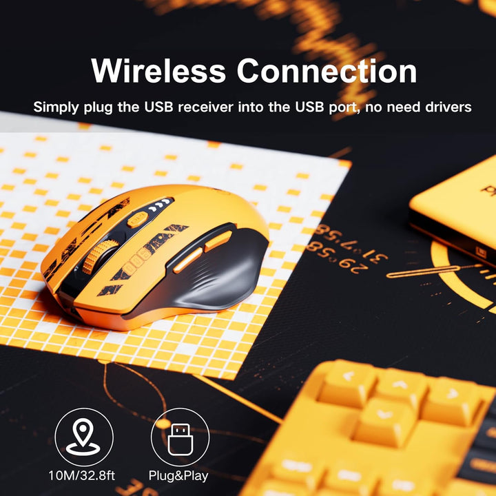 Uineer kabellose Maus, [Verbessert] Mit visueller Batterieanzeige, 2.4G USB Ergonomische Maus kabell