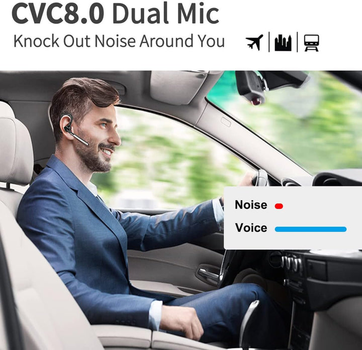 Conambo Bluetooth Headset V5.1 Wireless Headset Hands-Free CVC8.0 Dual-mic, Noise cancelling, Mute K