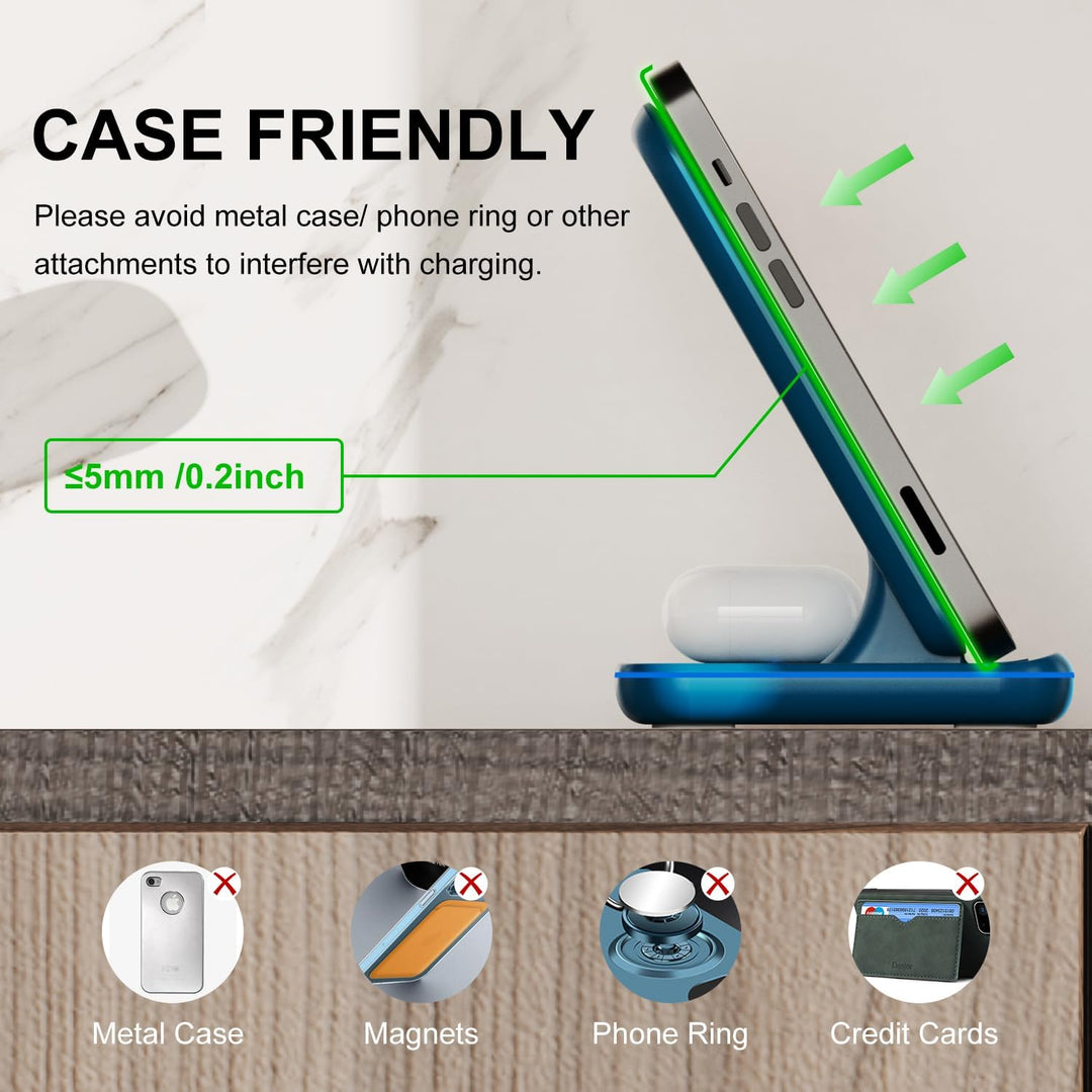 Minthouz 3 in 1 Wireless Charger mit 18W Adapter, schnelle drahtlose Ladestation für mehrere Geräte