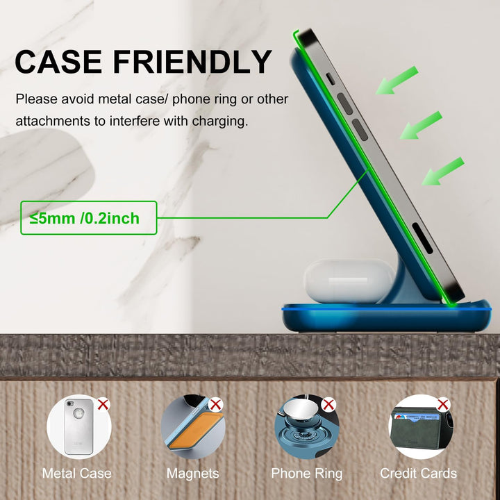 Minthouz 3 in 1 Wireless Charger mit 18W Adapter, schnelle drahtlose Ladestation für mehrere Geräte