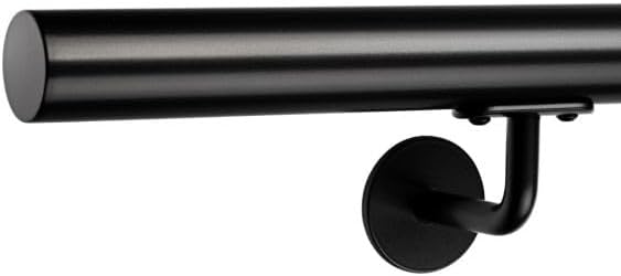 Sellon24 Wandhandlauf Edelstahl AISI 304 Ø42,4 mm pulverbeschichtet Schwarz RAL 9005 - FlowDrill-Gew