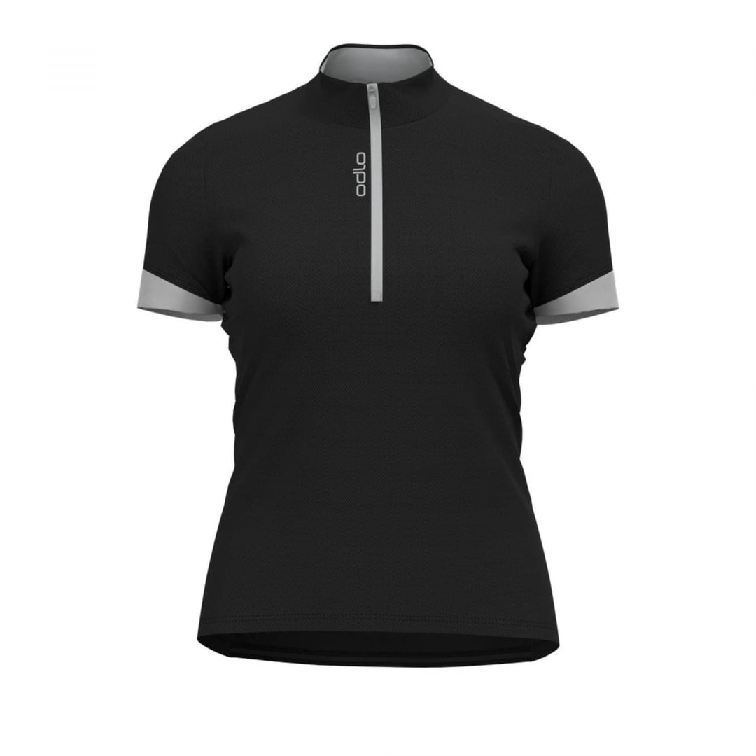 Odlo Damen Essential_411971 Radtrikot halber Reissverschluss (1er Pack) S Black - Odlo Silver Grey,