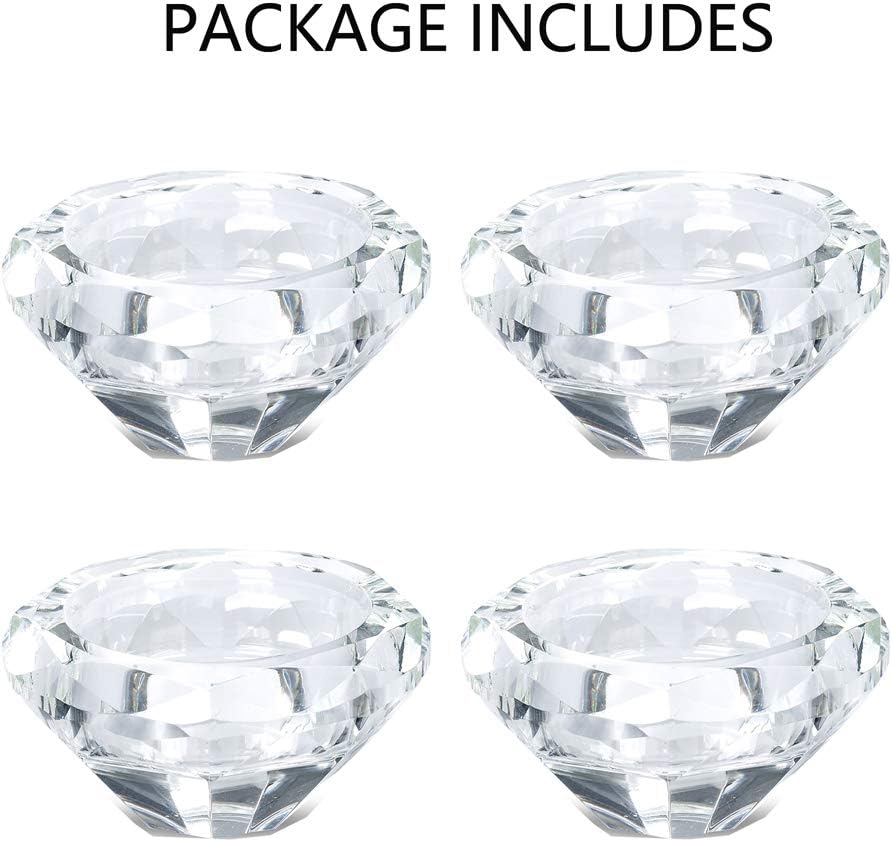 NUPTIO Teelicht Kerzenhalter 4 Stück Teelichthalter Glas Votiv kristall Kerzenständer Diamant Hochze