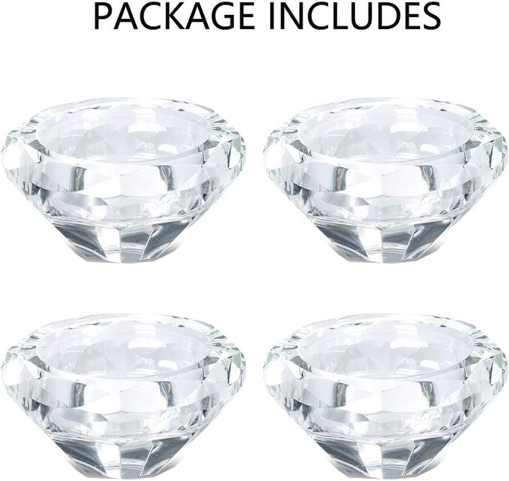 NUPTIO Teelicht Kerzenhalter 4 Stück Teelichthalter Glas Votiv kristall Kerzenständer Diamant Hochze
