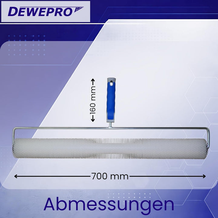 DEWEPRO Stachelwalze 70cm - Stachellänge 17mm - Stabiler Metallbügel und 2-K-Handgriff mit Stielaufn
