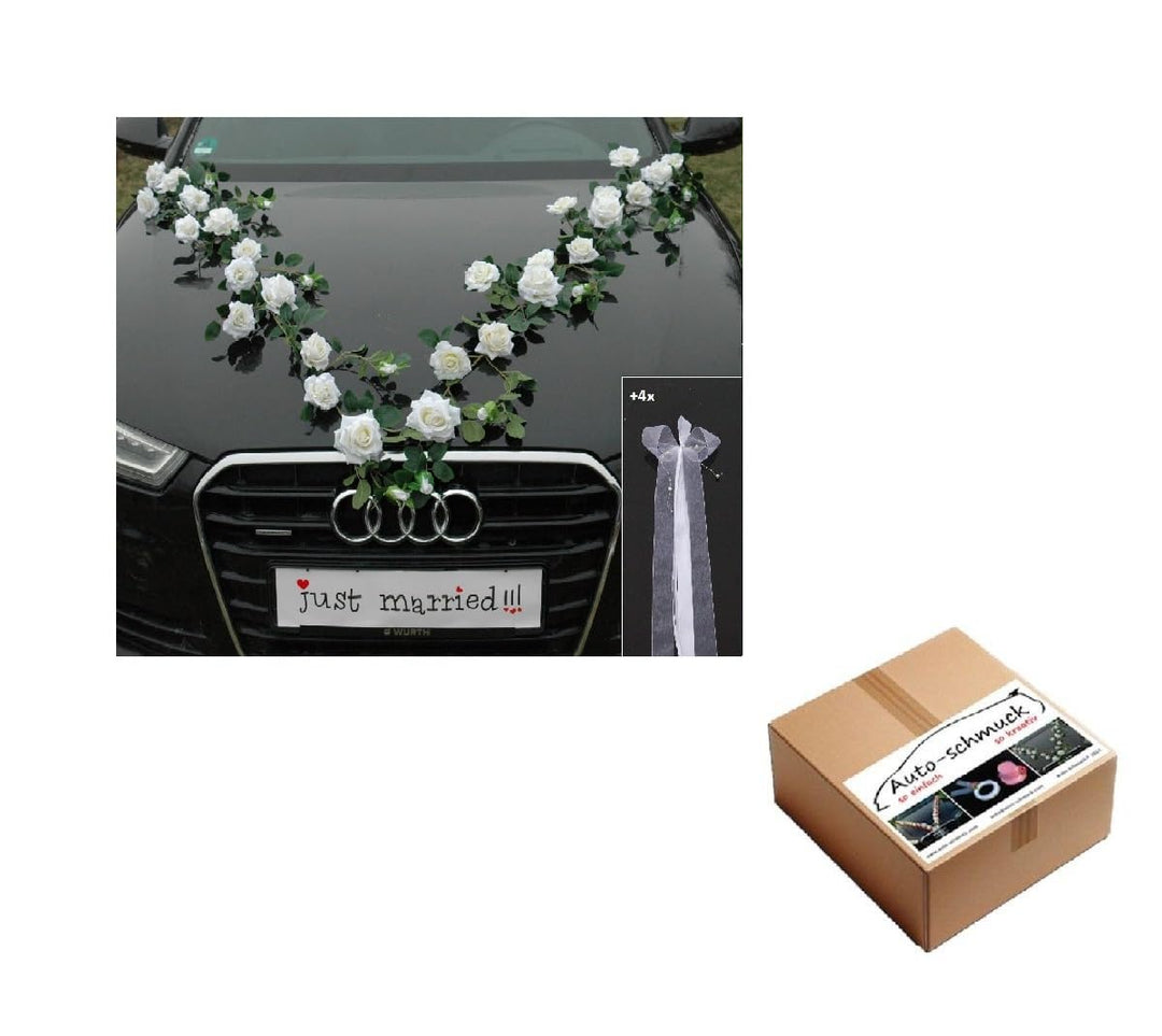 Rosen Girlande Braut Paar Rose Deko Dekoration Autoschmuck Hochzeit Car Auto Wedding ®Auto-schmuck D