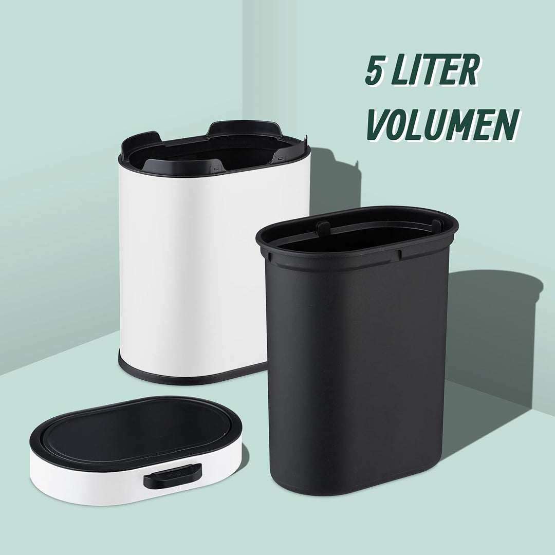 Relaxdays Mülleimer Wandmontage, 5 Liter, Einhängen oder Kleben, Inneneimer, Küchenabfalleimer, Badm