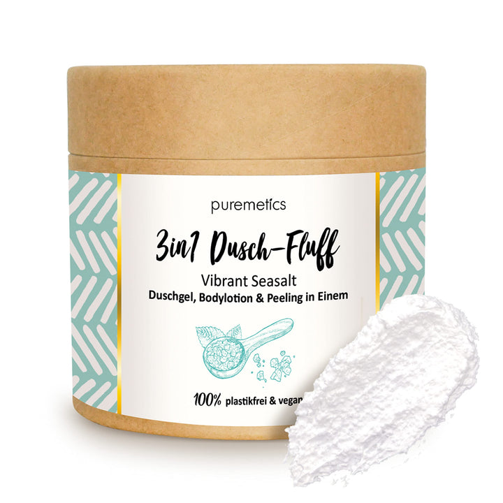 puremetics 3in1 Dusch-Fluff “Vibrant Seasalt“ (250g) | Duschgel, Peeling und Lotion in Einem | 100%