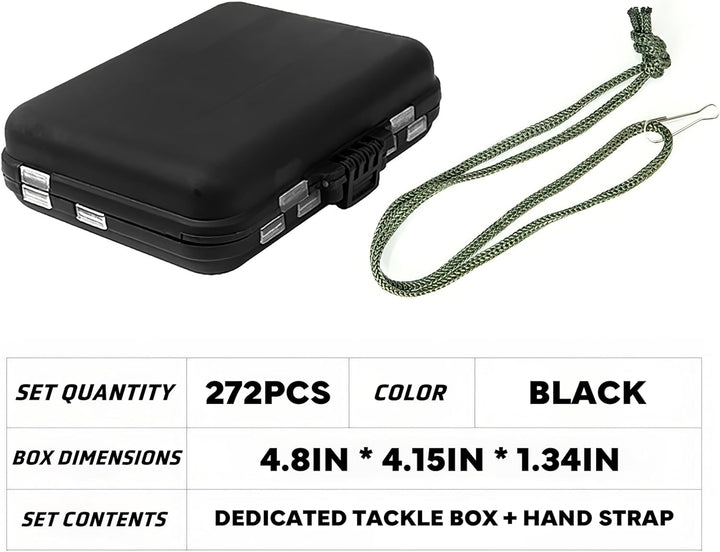 272stk Karpfen Angelzubehör Set, Angelhaken Kit inkl. Jig Haken, Bullet Bass Werfen Sinker Gewichte,
