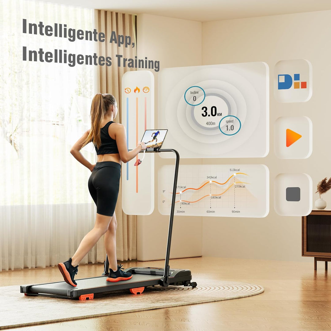 Walking Pad, Laufband für Zuhause mit Neigung, 2.5 PS Leiser Motor, Schlanker Laufband Schreibtisch,