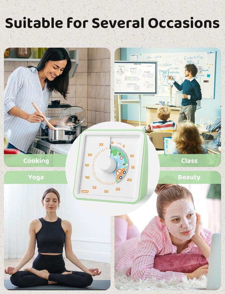 LIORQUE Visueller Timer für Kinder, 60 Minuten visueller Countdown-Timer für Klassenzimmer, Kochen u