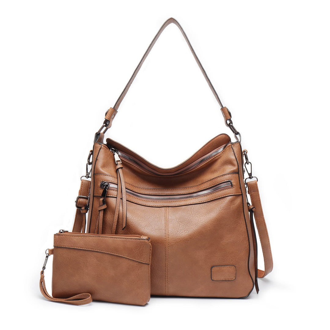 Lifetooler Handtaschen Set Gross Leder Tasche Schultertasche Hobo Taschen Damen Portemonnaie Geschen