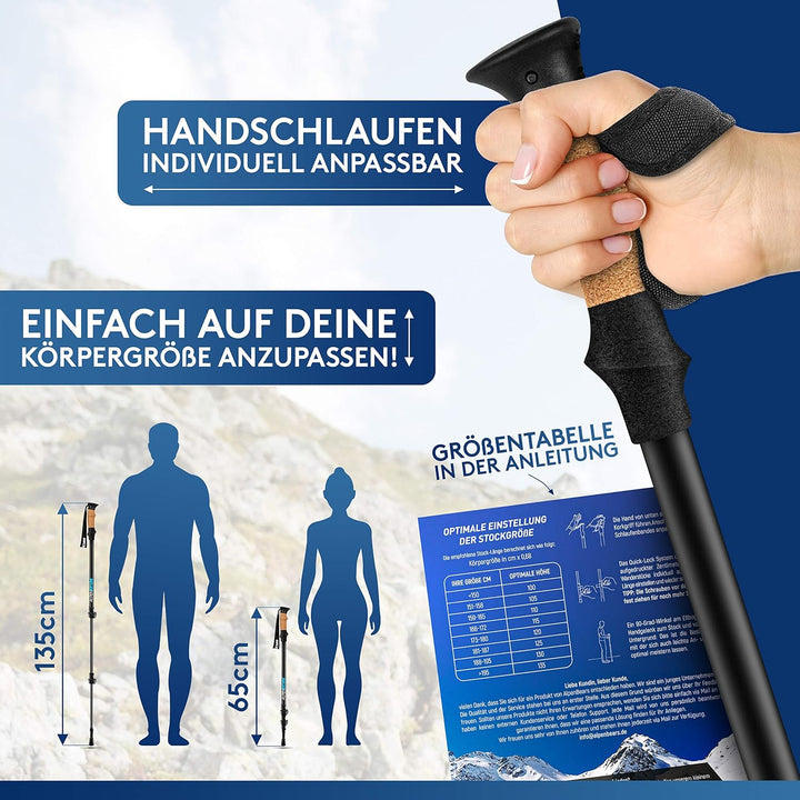 Wanderstöcke & Nordic Walking Stöcke - Teleskop Wanderstock mit Gummipuffer Set - Trekkingstöcke für