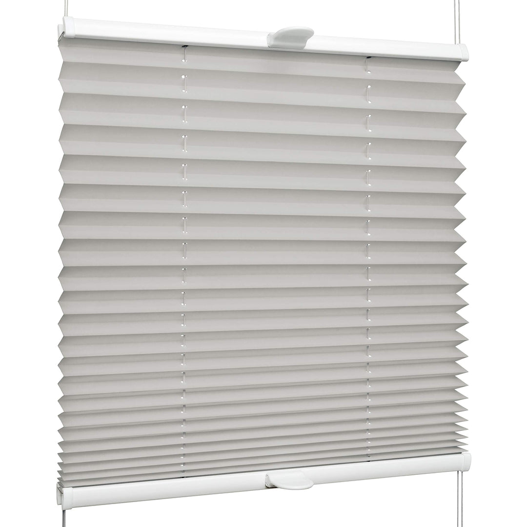 SchattenFreude Klemmfix-Plissee für Fenster | Mit Klemm-Haltern | Ohne Bohren | Grau, Breite: 145cm