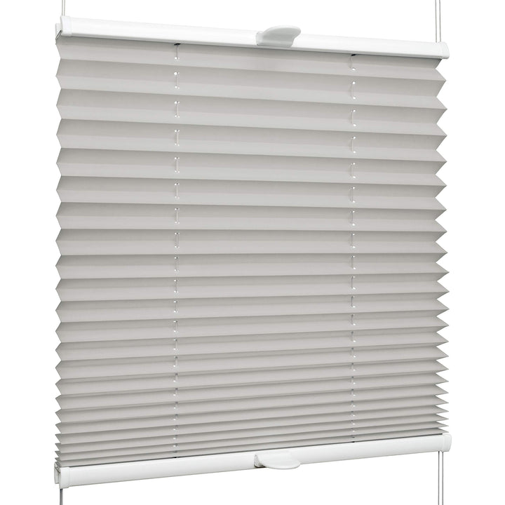SchattenFreude Klemmfix-Plissee für Fenster | Mit Klemm-Haltern | Ohne Bohren | Grau, Breite: 145cm
