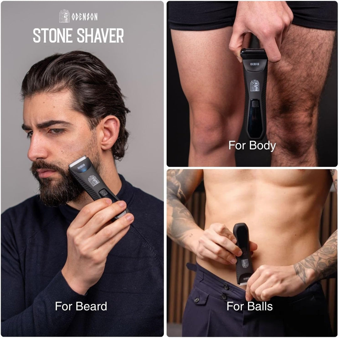 Odenson Stone Shaver Bart- und Körperrasierer für Herren, kabellos, wasserdicht, Haarschneider und T