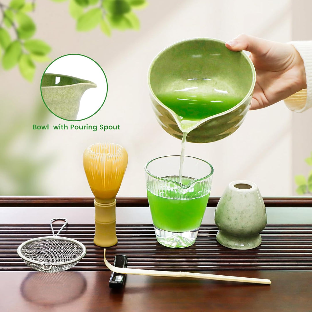 Matcha Set Japanisches Matcha Set mit Matcha Besen, Matcha Schale aus Keramik, Matcha Löffel, Harz M
