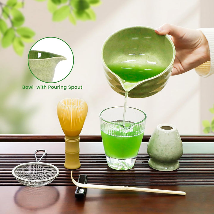 Matcha Set Japanisches Matcha Set mit Matcha Besen, Matcha Schale aus Keramik, Matcha Löffel, Harz M