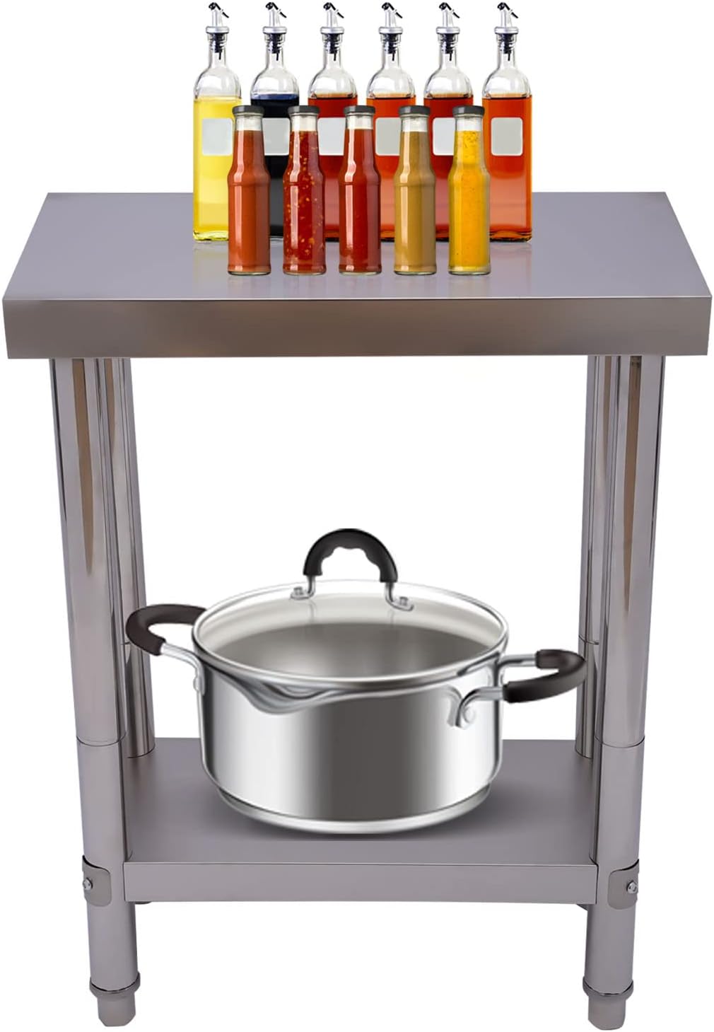 Arbeitstisch Edelstahl Küche Edelstahltisch 60 * 30 * 85cm mit Ablage Grilltisch Outdoor Küchenmöbel