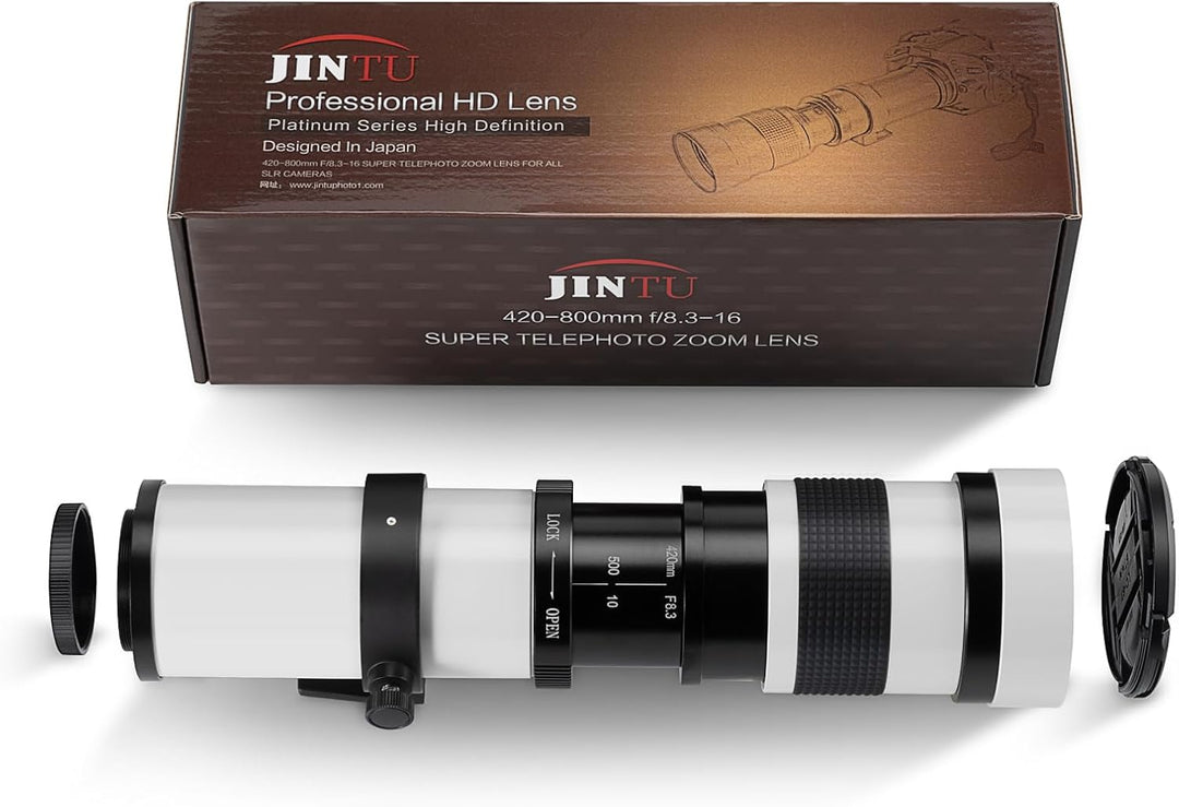 JINTU 420-1600mm f/8.3 HD Telefoto-Zoomobjektiv für Canon Nikon Spiegelreflexkameras 4000D 2000D T7
