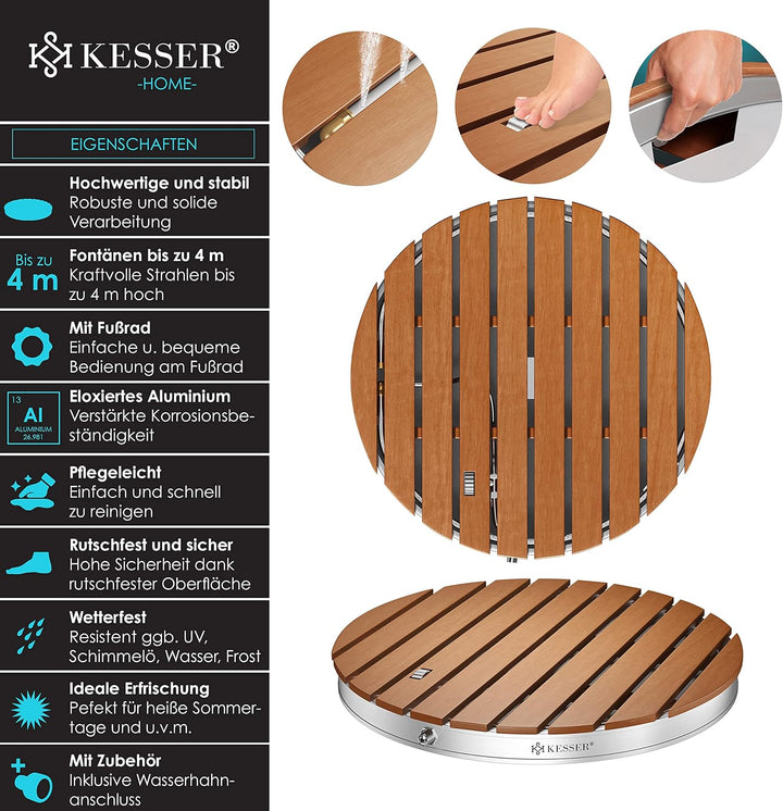 KESSER® Gartendusche Bodendusche Aussendusche Saunadusche Campingdusche Ø 70 cm Rund Fontänenhöhe bi