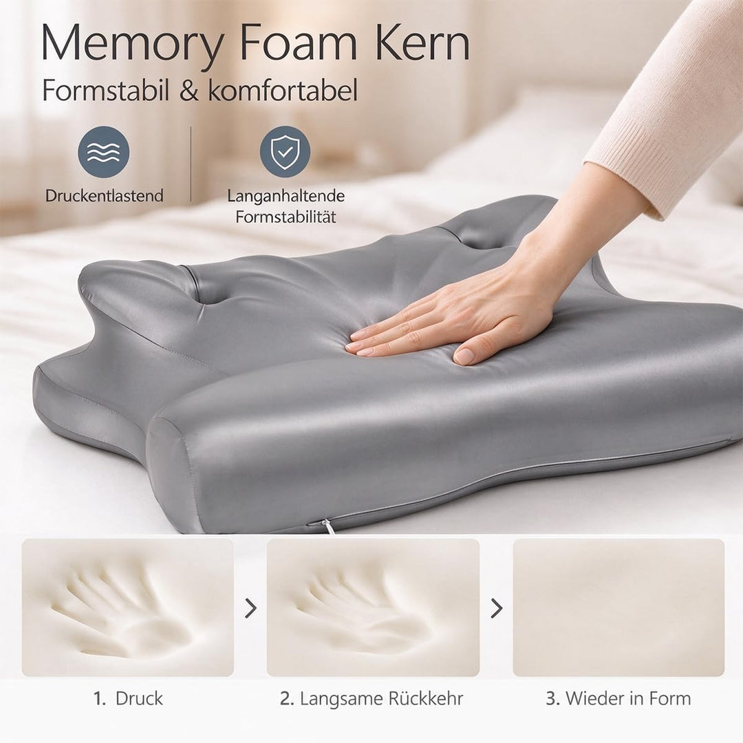 Ergonomisches Schmetterlingskissen aus Memory Foam mit Kühlbezug