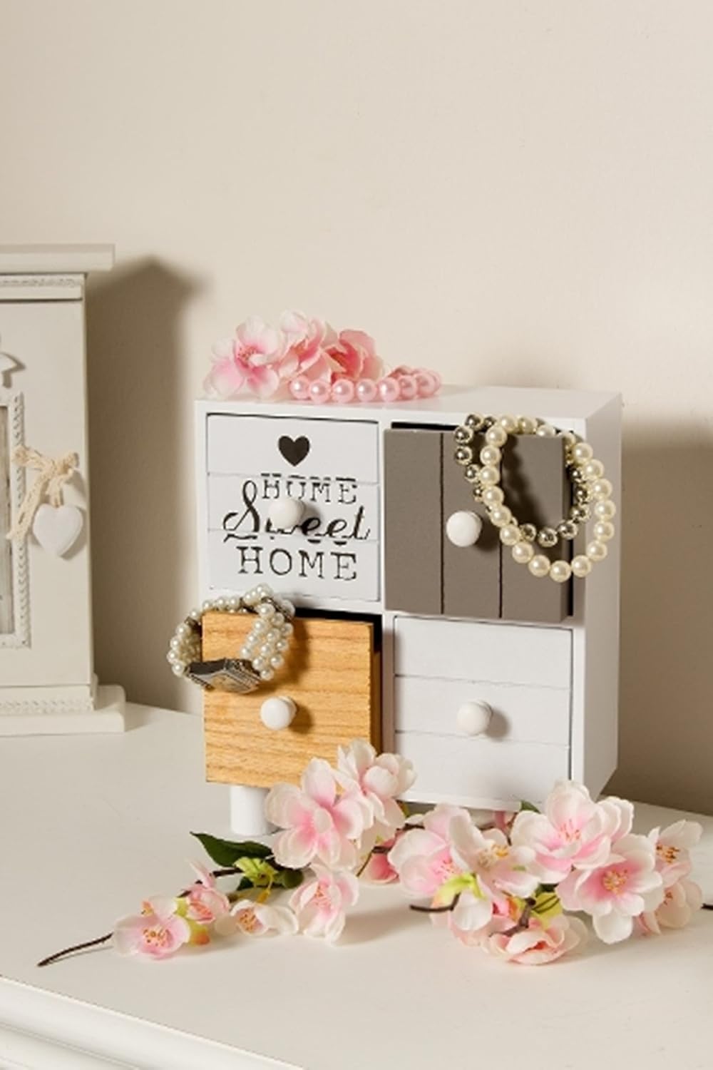 elbmöbel Schmuckkommode Shabby Home Sweet Home Schubladen Mini-Kommode (22x20x10)