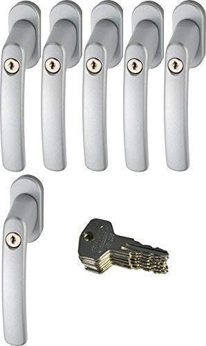 ABUS 442582 FG200 S SB abschliessbarer Fenstergriff, silber im Set 6 Stück