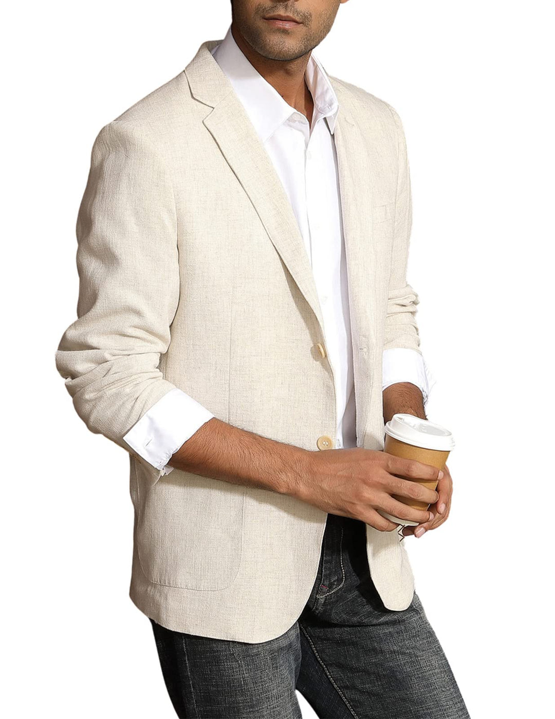 PJ PAUL JONES Herren Casual Slim Fit Leinen Jacke Leichtgewicht 2 Knopf Blazer Sporty Slim fit Leisu