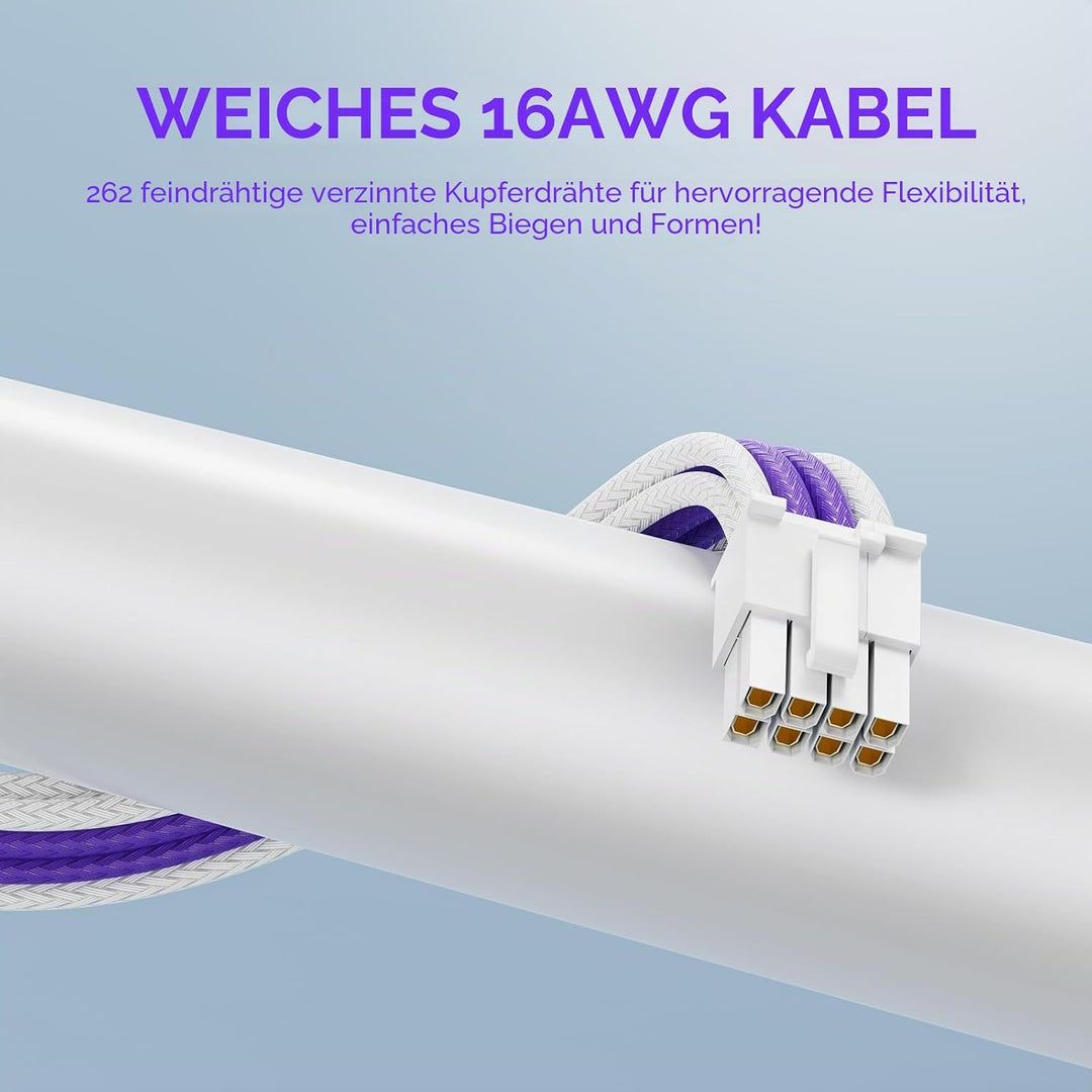 Sirlyr PSU Verlängerungskabel-Set, massgeschneidertes ummanteltes Netzteilkabel Mod für PC Build 16A