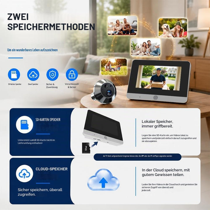 TKSTAR Türspion Überwachungs-Kamera Funk WLAN WiFi Handyübertragung mit APP Handy Aufzeichnung + Bew