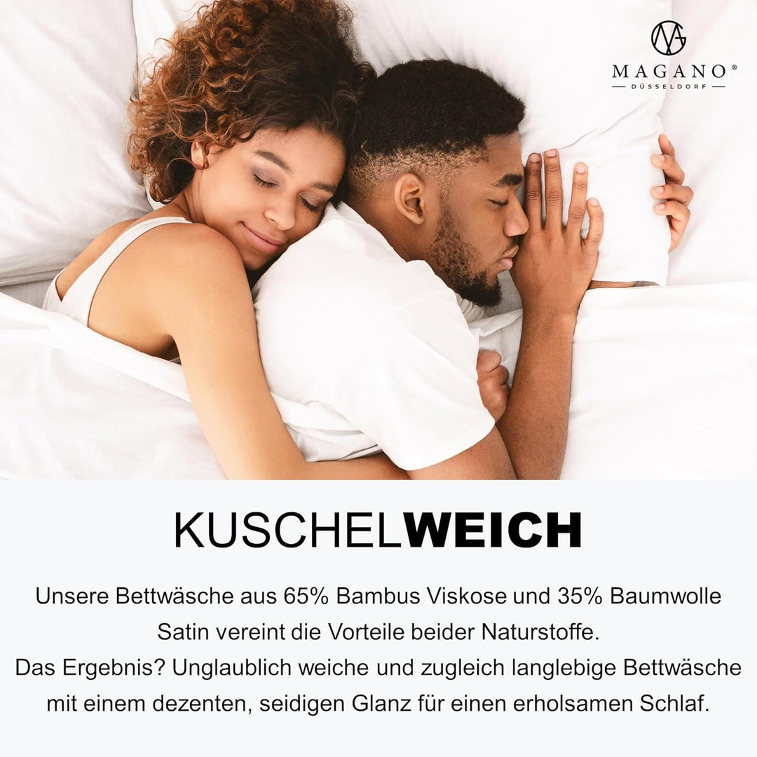 Magano® Luxus Kissenbezug 40x80 Grau | Bambus & Baumwolle Satin | 400 TC Premiumqualität | Hypoaller
