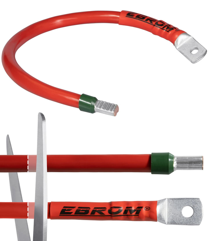 EBROM Batteriekabel Pluskabel 16 mm² rot, komplett, ab 30 cm bis 10 m, viele Längen + Ringösen/Kabel