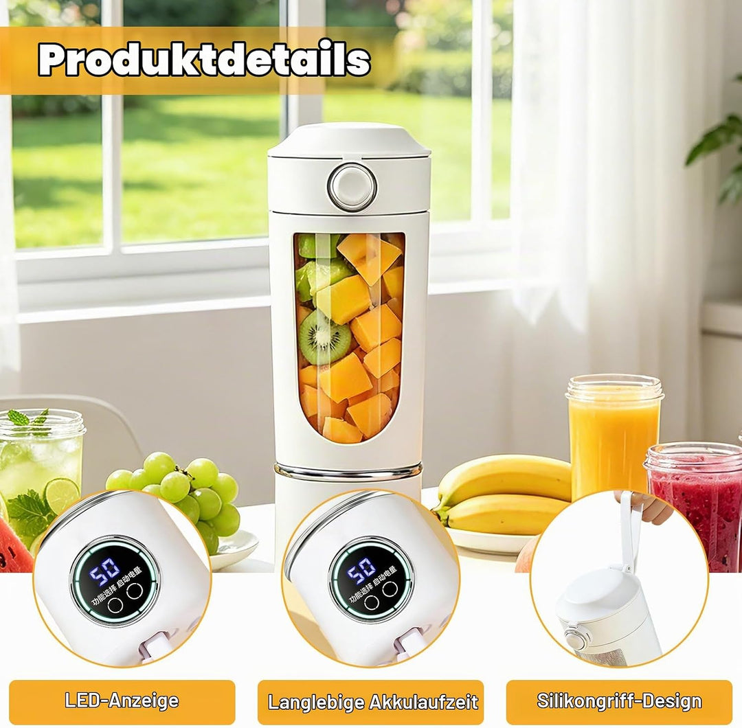 Tragbarer Mixer, 700ml Kleiner Entsafter, Mixer Smoothie Maker to Go mit Digitalanzeige,USB Wiederau