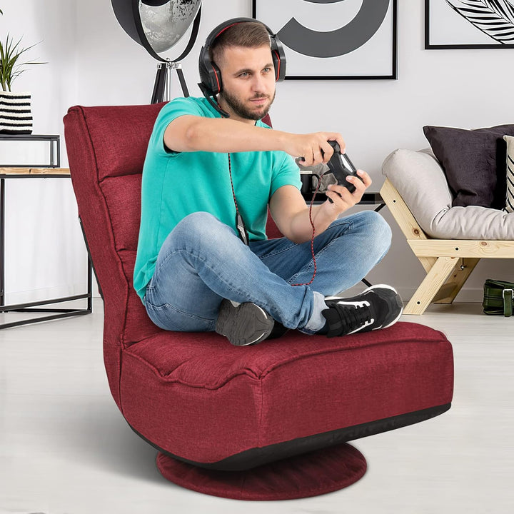 GOPLUS 360° drehbarer Bodenstuhl, klappbarer Bodensessel mit Verstellbarer Rückenlehne, Gamingsessel