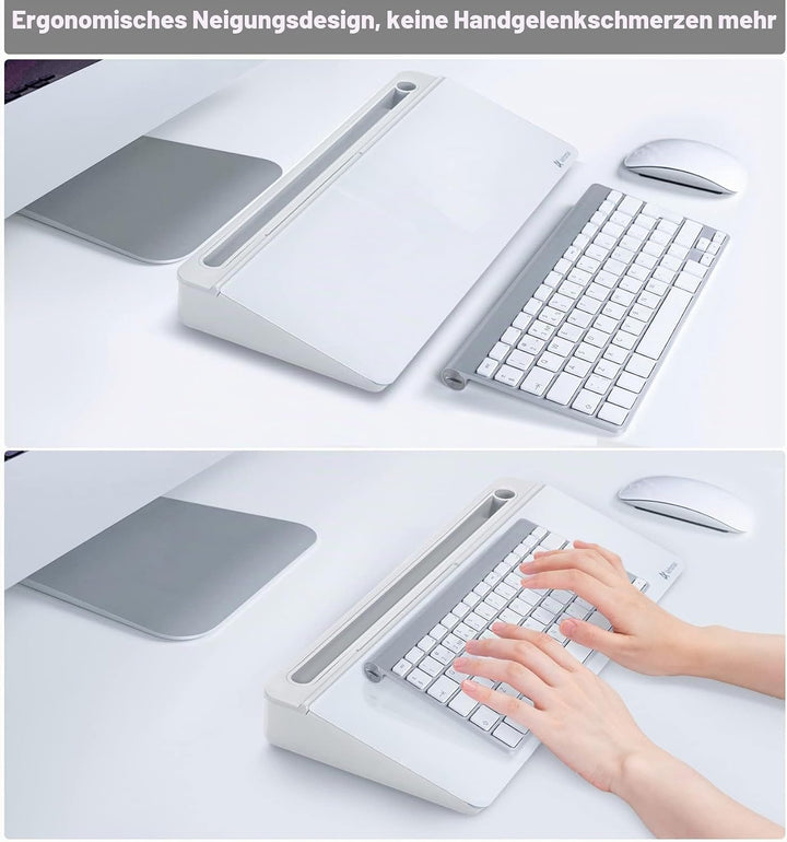 Varhomax Schreibtisch Organizer, Desktop Whiteboard Glas Weiss Mit Aufbewahrung Abwischbar, To Do Li