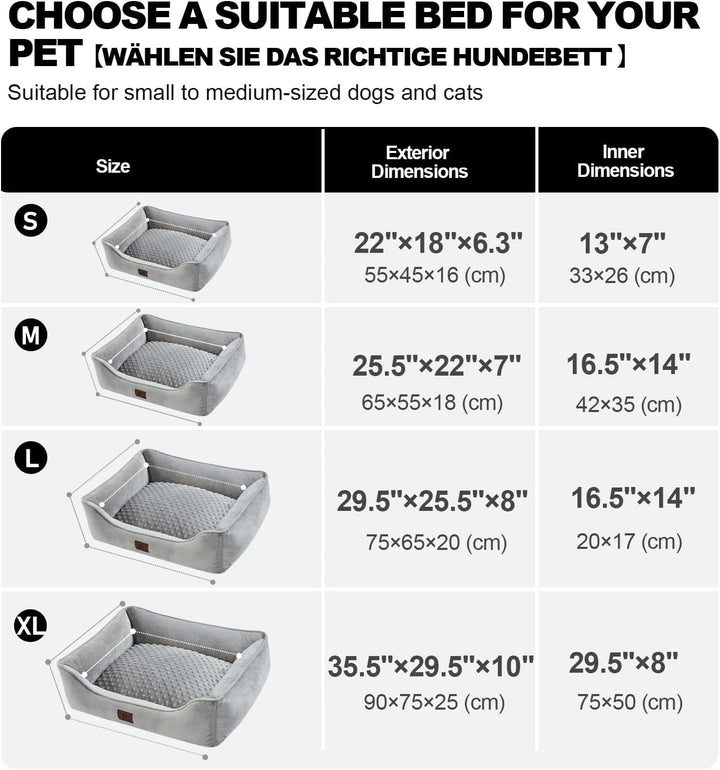 Hundebett Kleine und Mittlgrosse Hunde 65×55×18cm, Waschbare Hundekissen, Bezug abnehmbar, Hundesofa