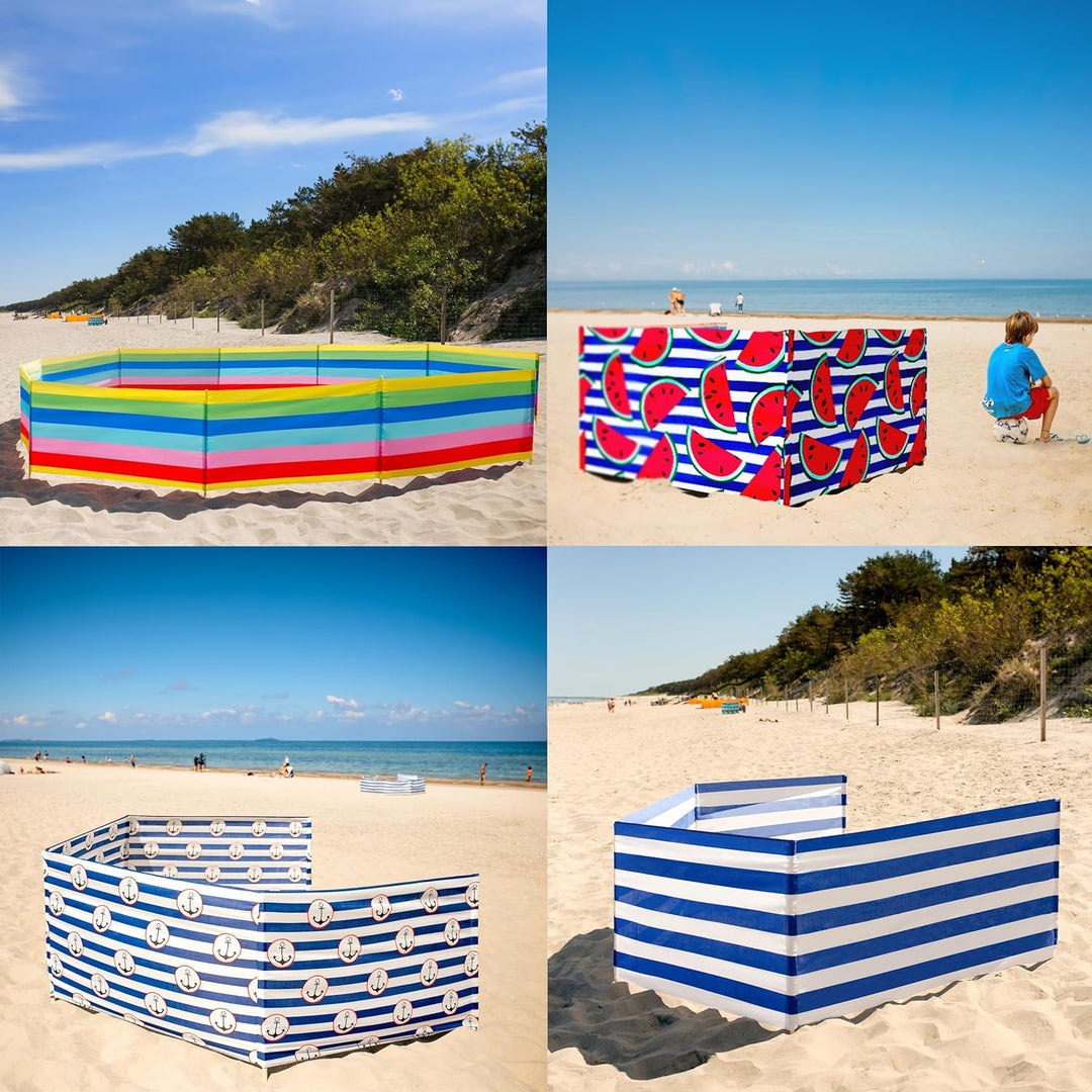 Ladeheid Windschutz Strand Sichtschutz mit Holzstab praktisches Strand Zubehör LAEX001 10 m Wasserme