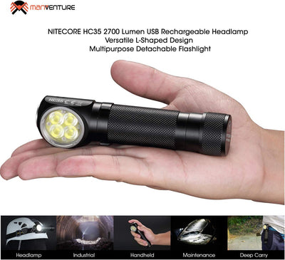 Nitecore HC35 Stirnlampe USB Aufladbar - 2700 Lumen LED Taschenlampe Extrem Hell mit 8 Modi - IP68 W