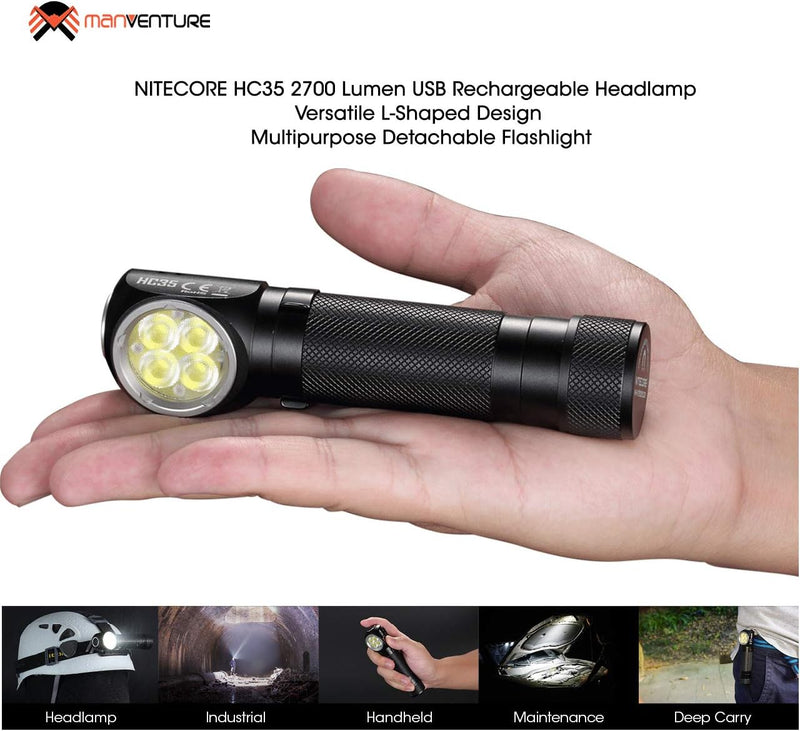 Nitecore HC35 Stirnlampe USB Aufladbar - 2700 Lumen LED Taschenlampe Extrem Hell mit 8 Modi - IP68 W