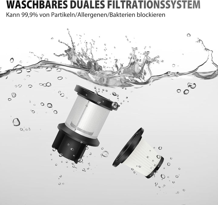 Akku Staubsauger 45000Pa/500W/40 min, Stielstaubsauger Kabellos Selbststehend Tierhaarentferner mit