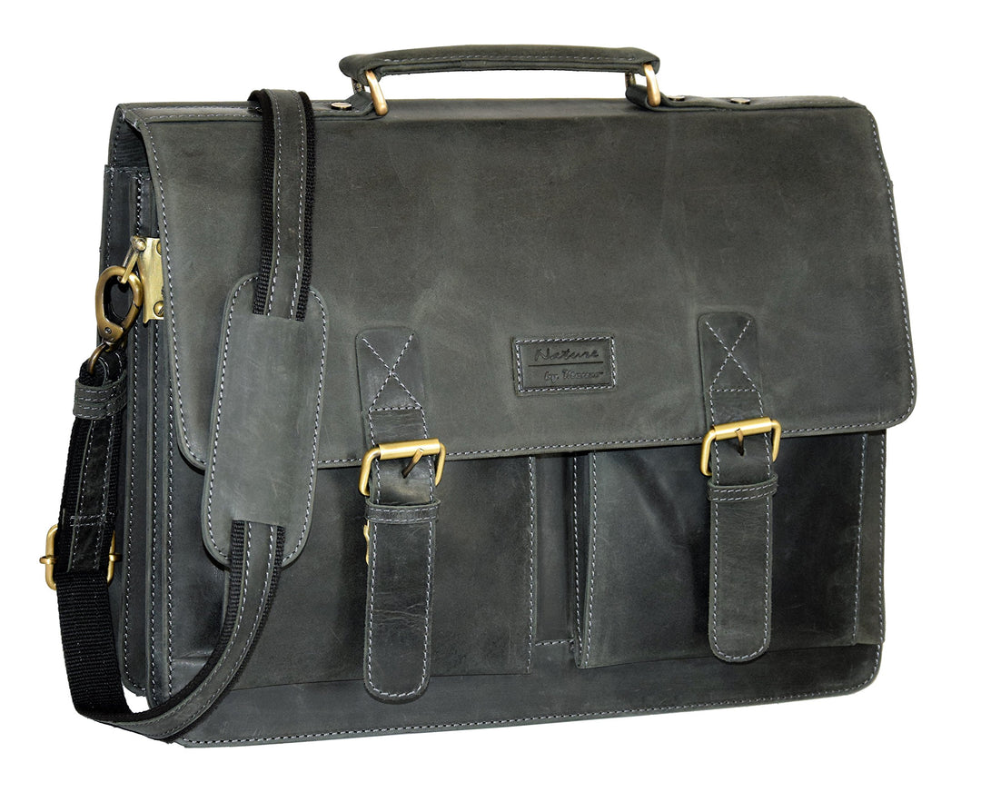 Menzo Aktentasche aus echten Leder, Laptoptasche bis zu 15 Zoll, Vintage Umhängetasche, Messenger ba